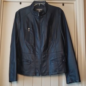 Navy Faux leather jacket